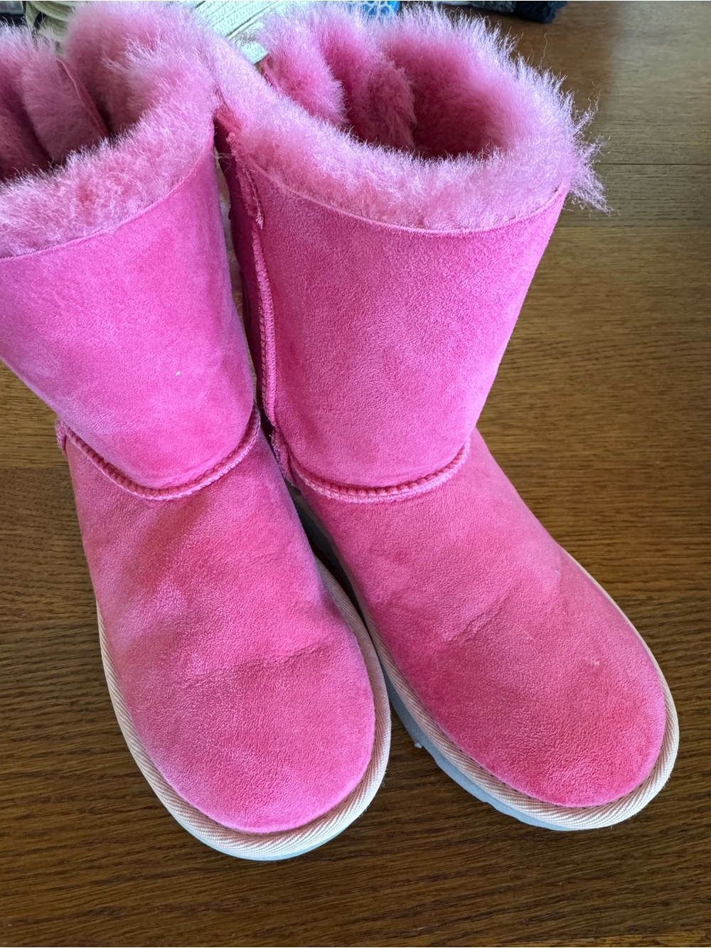 UGG Kids Pink Shearling Lined Suede Boots